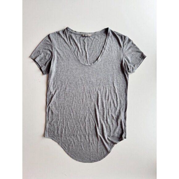 HELMUT HELMUT LANG Grey Modal Jersey Scoop Neck Scoop Hem T-Shirt, Size S - Picture 5 of 11